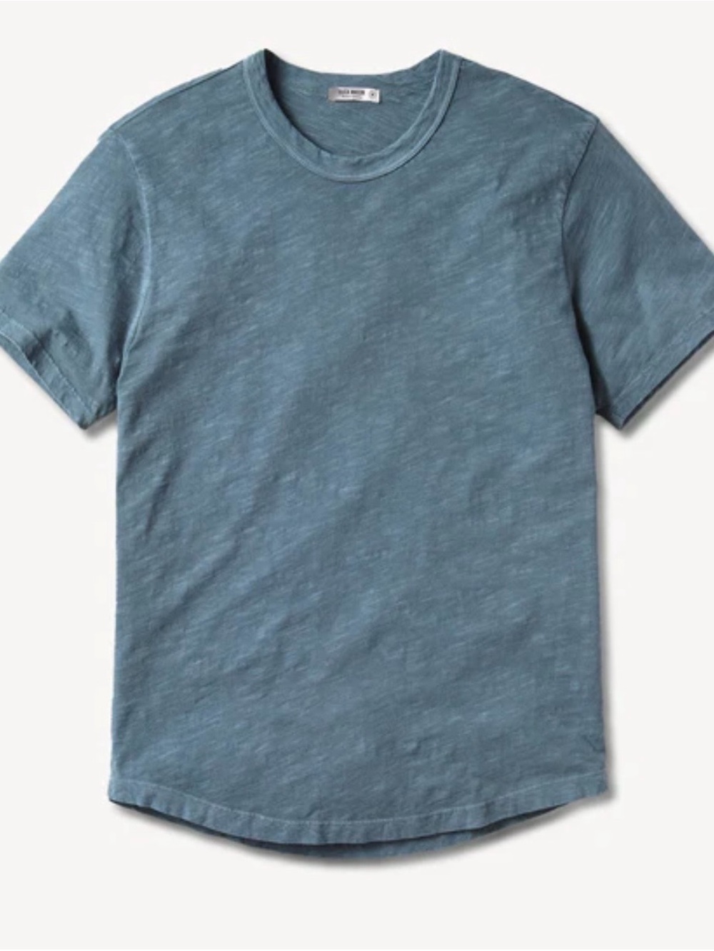 Buck Mason Men’s Faded Blue Venice Wash Slub Curved T Shirt Size Medium